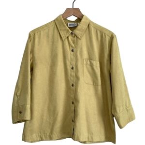 Chico's Vintage 90's Faux Suede‎ Suede Shirt Chartreuse - Medium